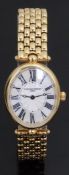 Frederique Constant Art Deco style gold plated wristwatch ref. FC200X2V/VD5/6 with black Breguet
