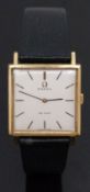 Omega De Ville gentleman's wristwatch ref. 111.071 with black hands and baton markers, square silver