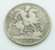 George IV 1822 silver crown, GF