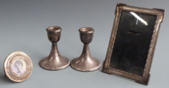 George V hallmarked silver photograph frame to suit 5 x 3 inch photo, Birmingham 1924, further small