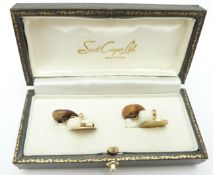 Sections of Edwardian 15ct gold cufflinks, Birmingham 1901, by Georg Jensen, 9.1g