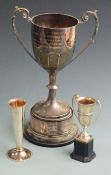Large twin handled silver plated trophy cup presented to the Stonehouse and District Flying Club