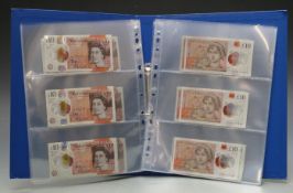 Set of sixty polymer £10 notes, Victoria Cleland, chief cashier, with AA prefixes AA01-AA54
