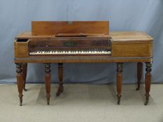 Victorian George Dettmer mahogany square piano raised on eight fluted legs