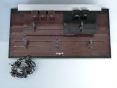 Longines advertising wristwatch display stand with push in adjustable mounts 41.5 x 82.5cm.