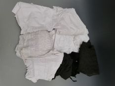 Victorian/Edwardian velvet cape, lace scarf, embroidered night dress etc