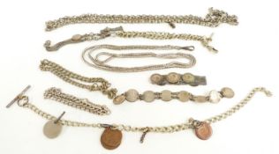 A quantity of Victorian Alberts/ watch chains