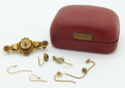 Edwardian brooch set with seed pearls and blue paste, Birmingham 1903