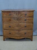 Victorian mahogany bow fronted chest of two over three graduated drawers, W107 x D52 x H103cm