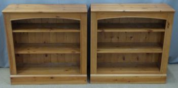 Pair of pine bookcases, W89 x D35 x H89cm