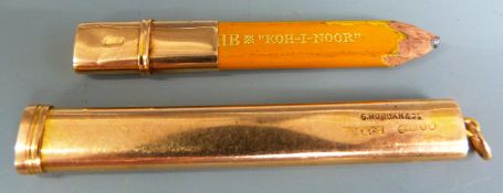 Samson Mordan 15ct gold travelling pencil, London 1911, 8.3cm long when closed, weight without