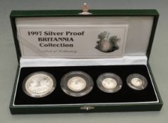 Royal Mint 1997 silver proof Britannia collection comprising four graduated coins with certificates