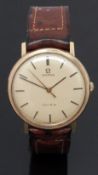 Omega 9ct gold gentleman's wristwatch ref. 1315412 with black hands, two-tone baton markers, gold