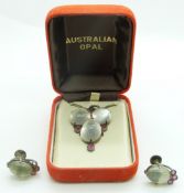 Arts & Crafts necklace/pendant set with moonstone cabochons and pink sapphires with matching