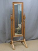 Pine cheval mirror, height 168cm