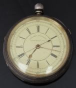 J Jackson of Manchester hallmarked silver 'doctors' centre seconds chronograph pocket watch with
