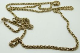 A yellow metal necklace made up of interlinked oval links, 55.2g