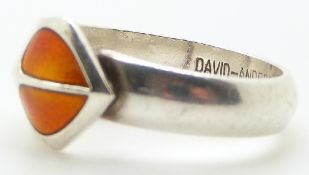 David Andersen, Norway silver ring set with enamel, size M