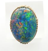 A 14ct gold ring set with an opal triplet, 8.7g, size N