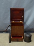 Mahogany box with hinged lid and single drawer, W32xD32xH32cm, a hinged metal box and a hardwood