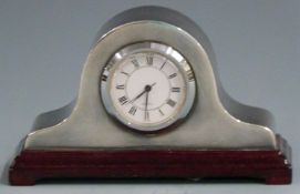 Mappin & Webb hallmarked silver novelty miniature mantel clock, London 1993, length 11cm