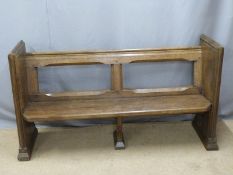 19thC oak pew with plain ends, ex Cirencester Parish Church, purchased 1970's, 166 x 49cm