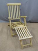 Steamer or similar reclining chair with brass fittings