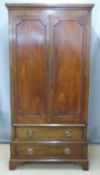 Georgian flame mahogany wardrobe with two drawers below, W89 x D33 x H190cm