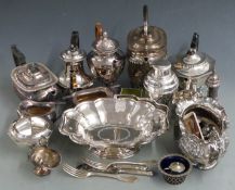 Silver plated ware to include Christofle, Mappin & Webb, spirit kettle, cocktail shaker etc