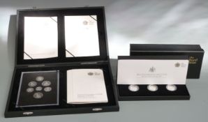Royal Mint 30th Anniversary of the £1 coin 2013 silver proof three coin set together with a 2008