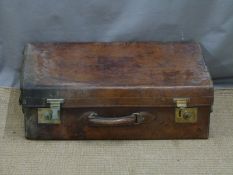 H.Greaves of 35&36 New St, Birmingham large vintage leather suitcase, length 66cm