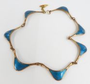 Danish necklace set with blue enamel