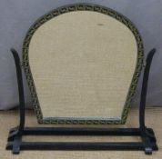 Arch topped mirror with painted swing frame, height 68cm