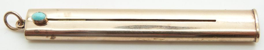 Sampson Mordan propelling pencil with turquoise cabochon, marked S.Mordan & Co. and also dated 1901,