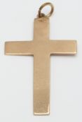 A 9ct rose gold cross, 3.3g, length 4cm