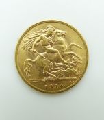 1914 George V gold half sovereign