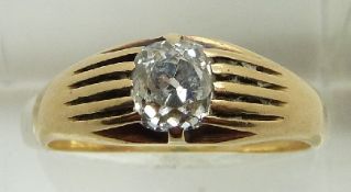 An 18ct gold ring set with an old cushion cut diamond measuring approximately 1ct, 5.1g, size Q