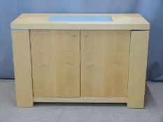 CHARITY  John Lewis Art Deco style beech sideboard, W115 x D50 x H80cm