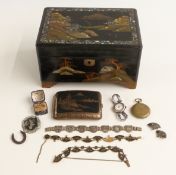 An 18ct gold ring set with two diamonds in original box, a silver watch by J Hargreaves & Co,