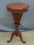 Octagonal sewing table with fitted interior, width 39 x height 70cm