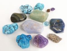 Tiger's eye pebble, turquoise, aventurine quartz agate etc.