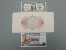 Security printer's sample for banknote production, a Brunel specimen Banknote, a 1992 ten ECU coin