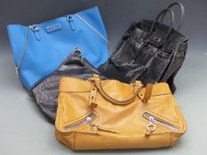 Osprey black leather bag, blue DKNY bag, a black leather Lane Crawford bag, a Frances Cobiasia