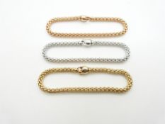 A set of three tri-coloured 18ct gold bracelets by Fope, 33.2g