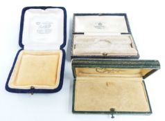 Vintage Mappin & Webb jewellery box, Sanders velvet jewellery box, and another vintage jewellery