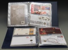 Royal Mail/ Royal Mint philatelic numismatic covers in two albums, covering a diverse range of