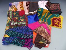 A collection of ladies scarves to include Fenn, Wright and Manson, Stephen Burrows silk and devoré