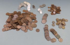 A collection of pre-decimal UK coinage to include small silver content, Queen Victoria onwards