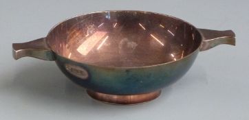 Hallmarked silver twin handled quaich, Sheffield 1992 maker Camelot Silverware Ltd, width 15cm