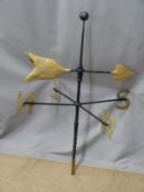 Georgian / Victorian wrought iron weather vane with hollow arrow shaped pointer, height 100cm
